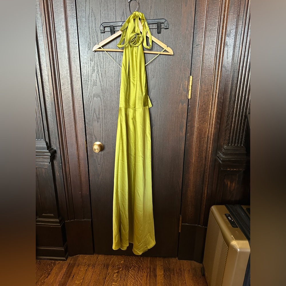 Maison d'Amélie Lime Green Halter Dress